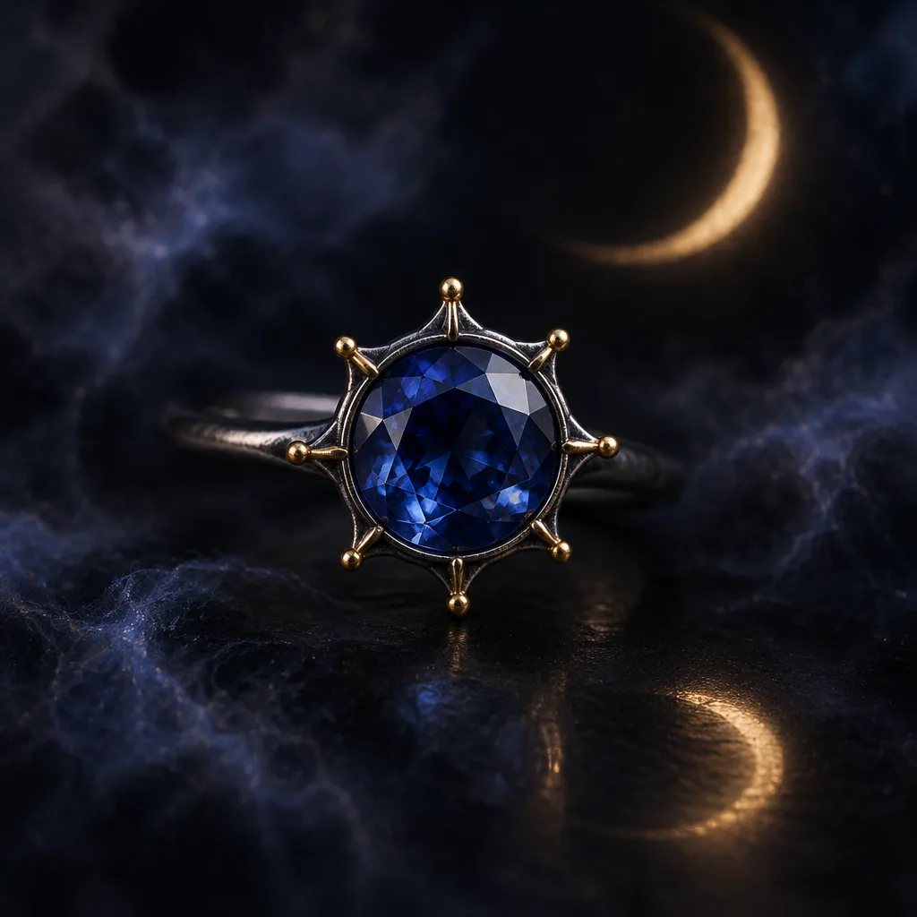 Neel-e-Sitara blue sapphire star-bezel ring