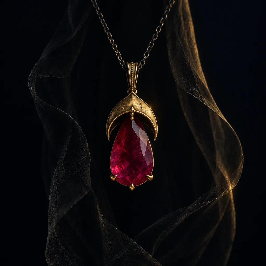 Parda-e-Lal ruby veil-drop pendant