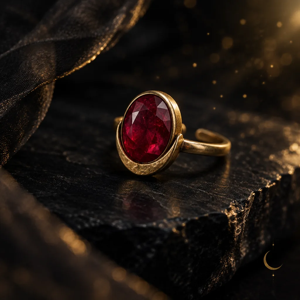 Shams-e-Parda ruby veiled crescent ring